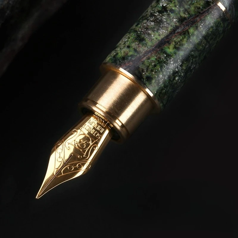 Unexpected Design Marble Brass Classic Fountain Pen Schmidt EF F High-end Exquisite Gift Box Business Office Teacher Stationery