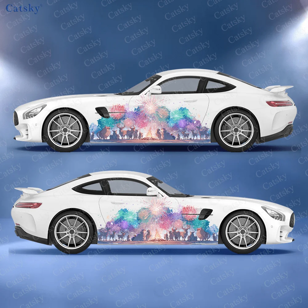 

Виниловая наклейка с изображением животных, зеркальное небо, самоклеящаяся наклейка из ПВХ, подходит для грузовиков, внедорожников, украшения, автоаксессуары, подарок