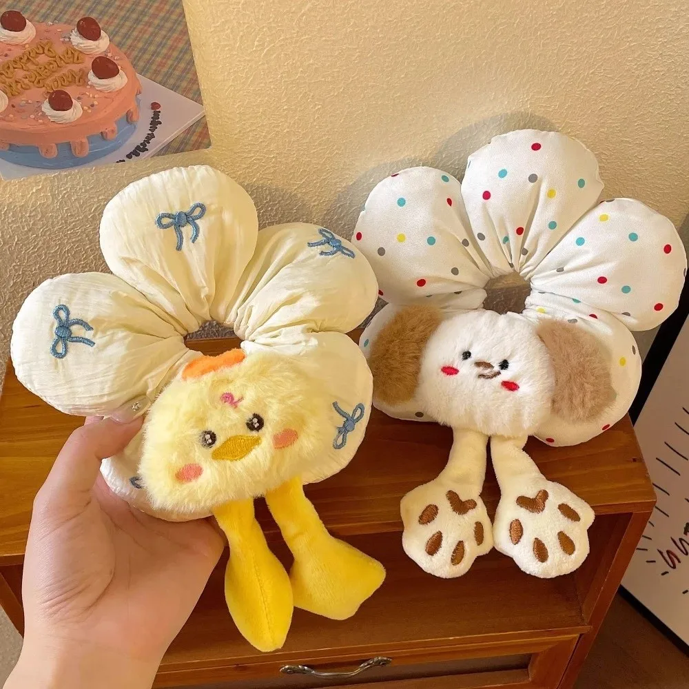 

Fashion Cartoon Animal Butt Hair Rope Cute Cloth Plaid Flower Hair Ring Elastic Embroidery Cotton Filled Scrunchies Travel