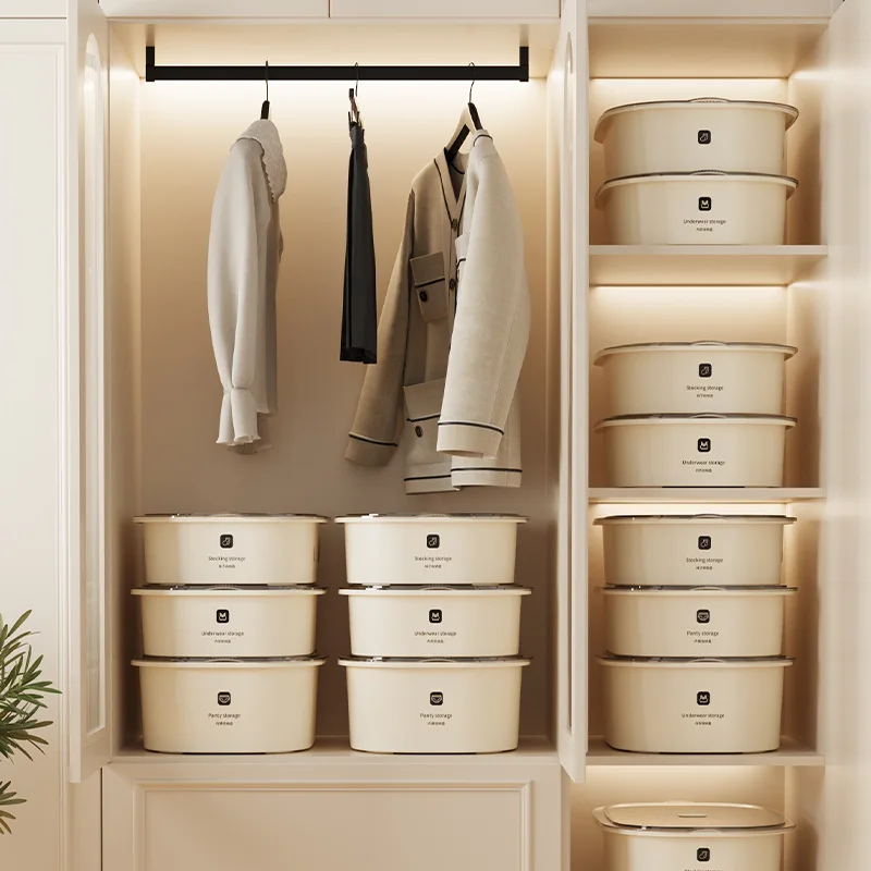 

Firm Cream Wind Underwear Storage Box Bras Panties Socks Box Dormitory Wardrobe Multifunctional with Separation Finishing Box