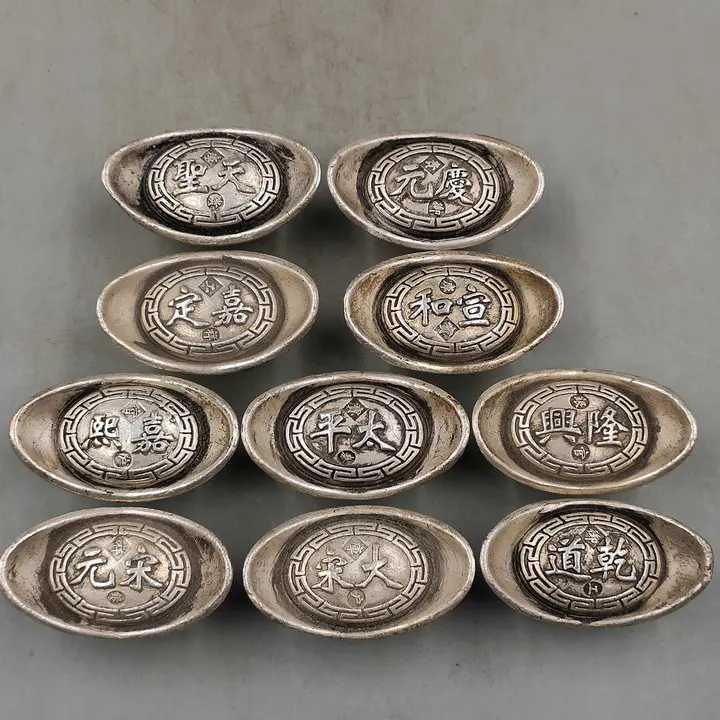 

Song Dynasty silver ingots, solid white copper core, large treasury taels Taiping home decoration