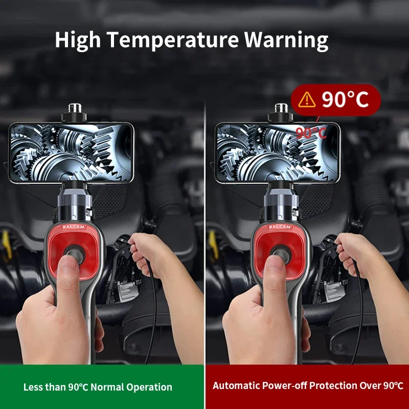 Ralcam-Câmera Endoscópio Industrial para Smartphone, Tipo-C, Android, IOS, Inspeção, Rotativa, 360mm, 6,2mm, 4-Way