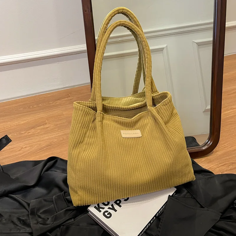 

Новая вельветовая сумка-тоут для женщин, дизайнерская роскошная сумка большой вместимости, модная повседневная сумка на плечо для работы и школы