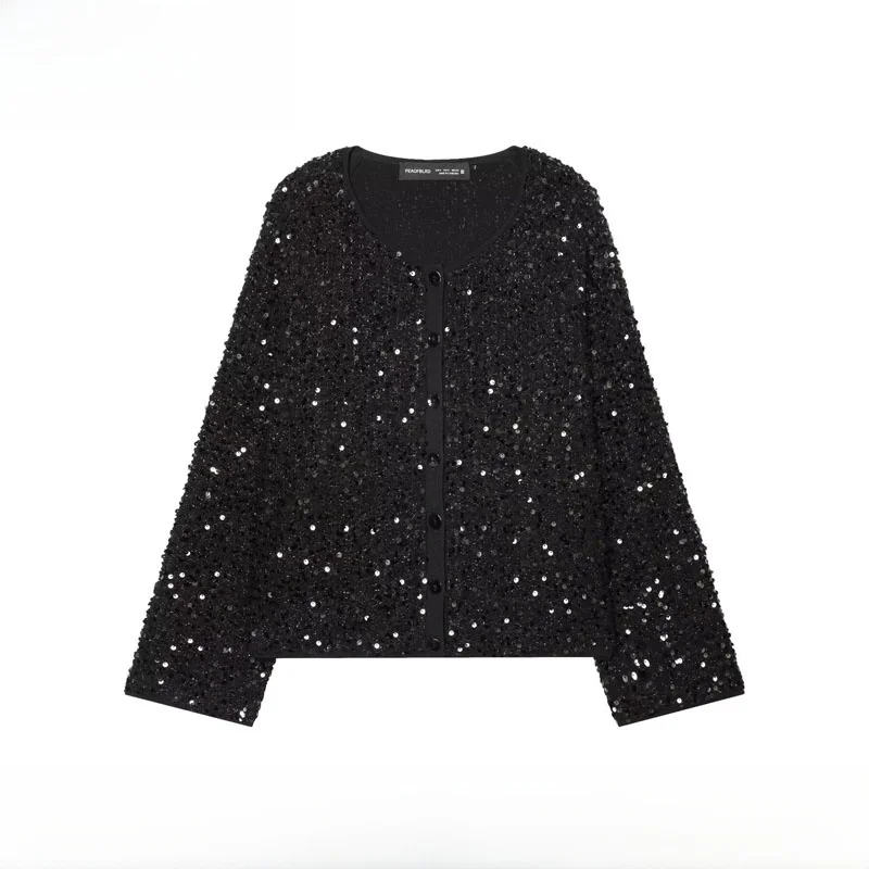 

Autumn Winter New Arrival Women's Knitted Bead Jaet Long Sve One-oulder Outerwear Polyester Fiber Button Closure