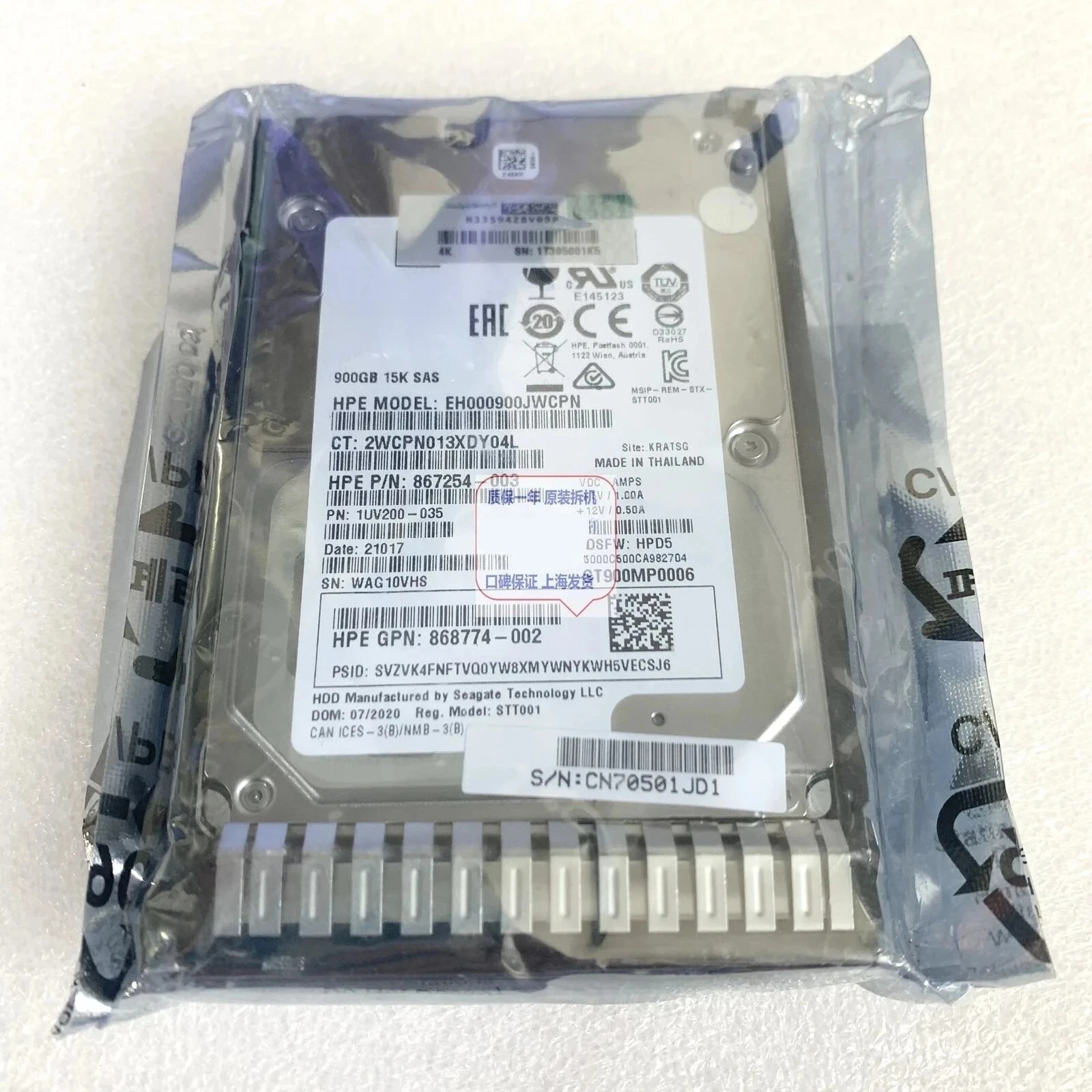 

EH000900JWCPN 870795-001 900G 15K SAS 12G 870759-B21 Used