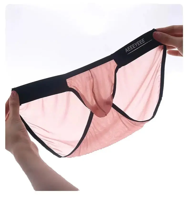 

Men's underwear triangle pants 50G ice silk ultra-thin high fork low waist new wide men's U convex pocket personalized A1983