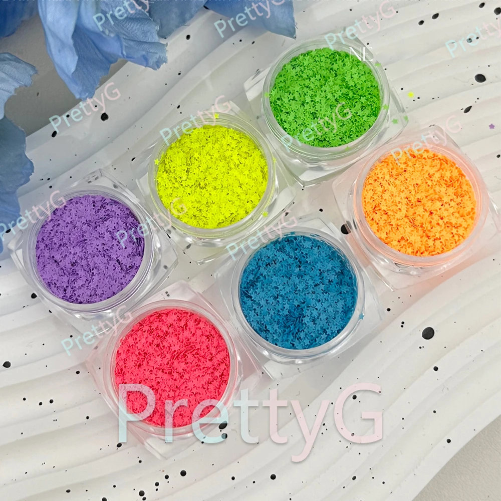 PrettyG 12 Colors Set 1MM Ultra-thin Star Holographic Shape Colorful Glitter Gel Nail Art Decoration Handwork DIY Accessories