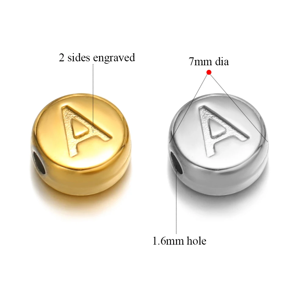 A-Z رسالة الفولاذ المقاوم للصدأ جولة خزر عازل القلائد المعلقات أساور الأبجدية سحر DIY مجوهرات هدايا اكسسوارات