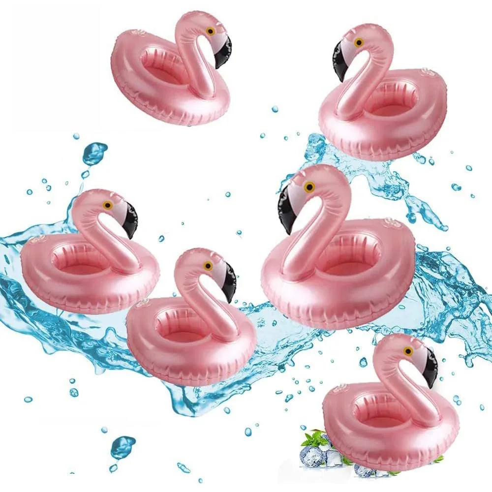 1/12 pcs Inflatable Beverage Holder Flamingo Coaster Summer Swimming Party Supplies For Kids Pool Party Theme Decorations Favors