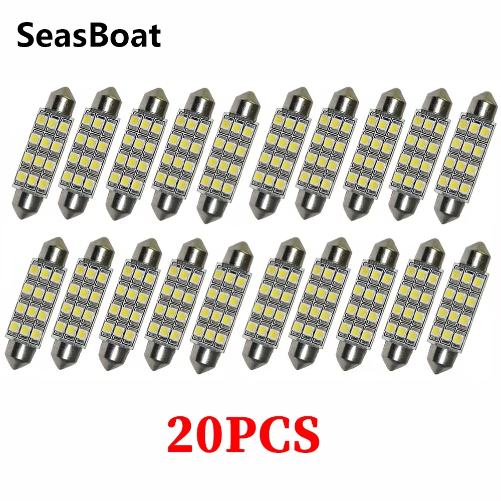 SeasBoat 20/10/5PCS 12 LED 3528-SMD Light for Car Interior Ceiling Trunk License Plate Light 12V Dome Light