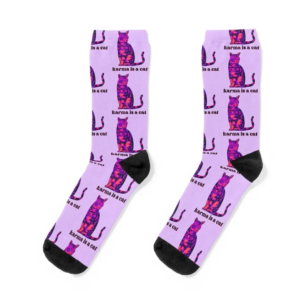 

Karma is a Cat Socks Hiking boots sport summer Women's Socks Men's