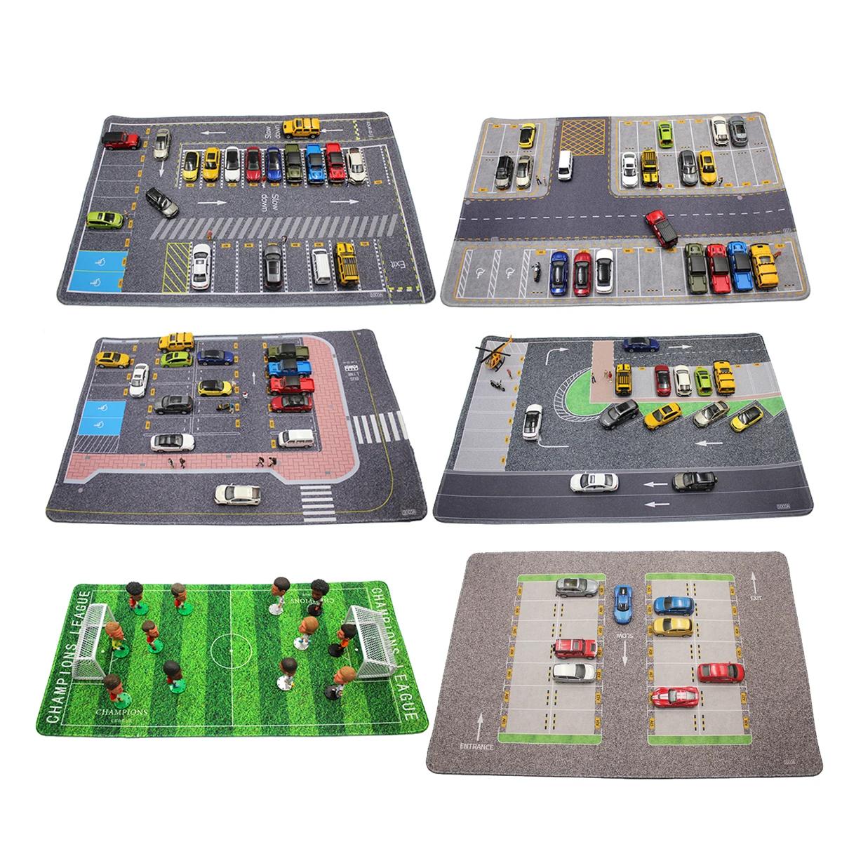 

1:64 Scale Football Field Parking Scene Toy Mat Mouse Pad For Model Car Football Dolls Display