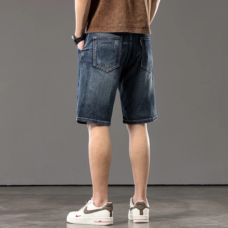 Summer Thin Patchwork Denim Shorts for Men 2026 New Model Men's Loose Straight Jeans Large Size 28-44