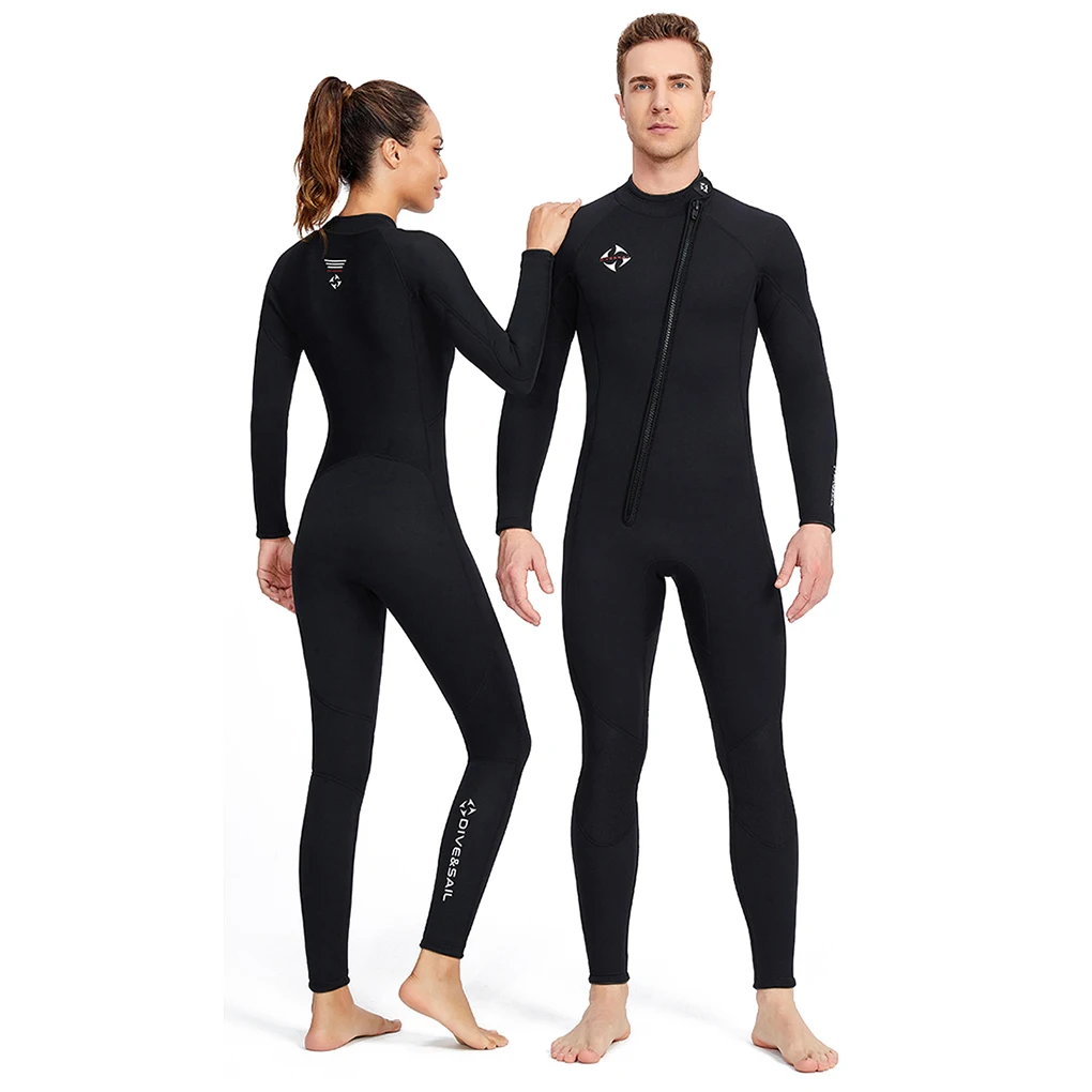 DIVE SAIL 3MM Wetsuits Neoprene Diving Suit Couple Clothes  Full Body Swimwear Sun-proof Jumpsuit Surf Suit Black M