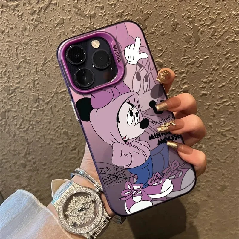 Disney Mickey Minnie Mouse Hoodie Cool Phone Case For iPhone 15 14 12 13 16 Pro Max XR XS MAX 7 8 PLUS 13 Mini Y2K Cartoon Cover