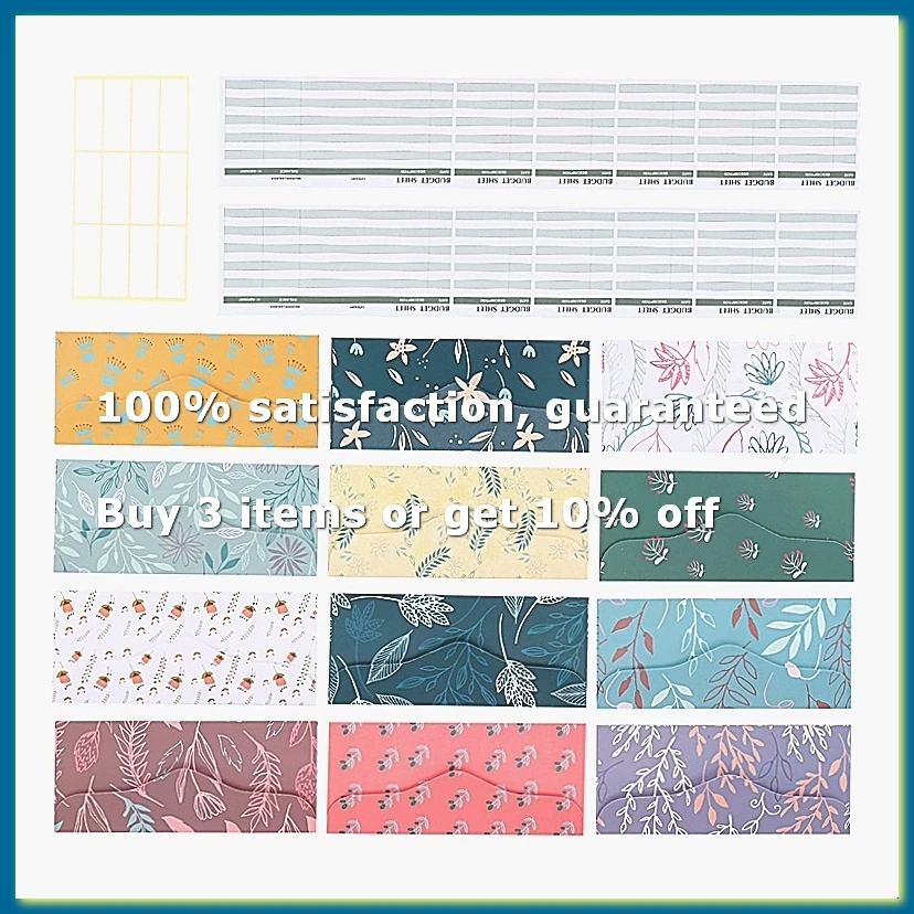 Lot de 12 enveloppes budgétaires laminées, système d'enveloppes pour espèces, pour économiser de l'argent, avec feuilles de budget pour le suivi financier