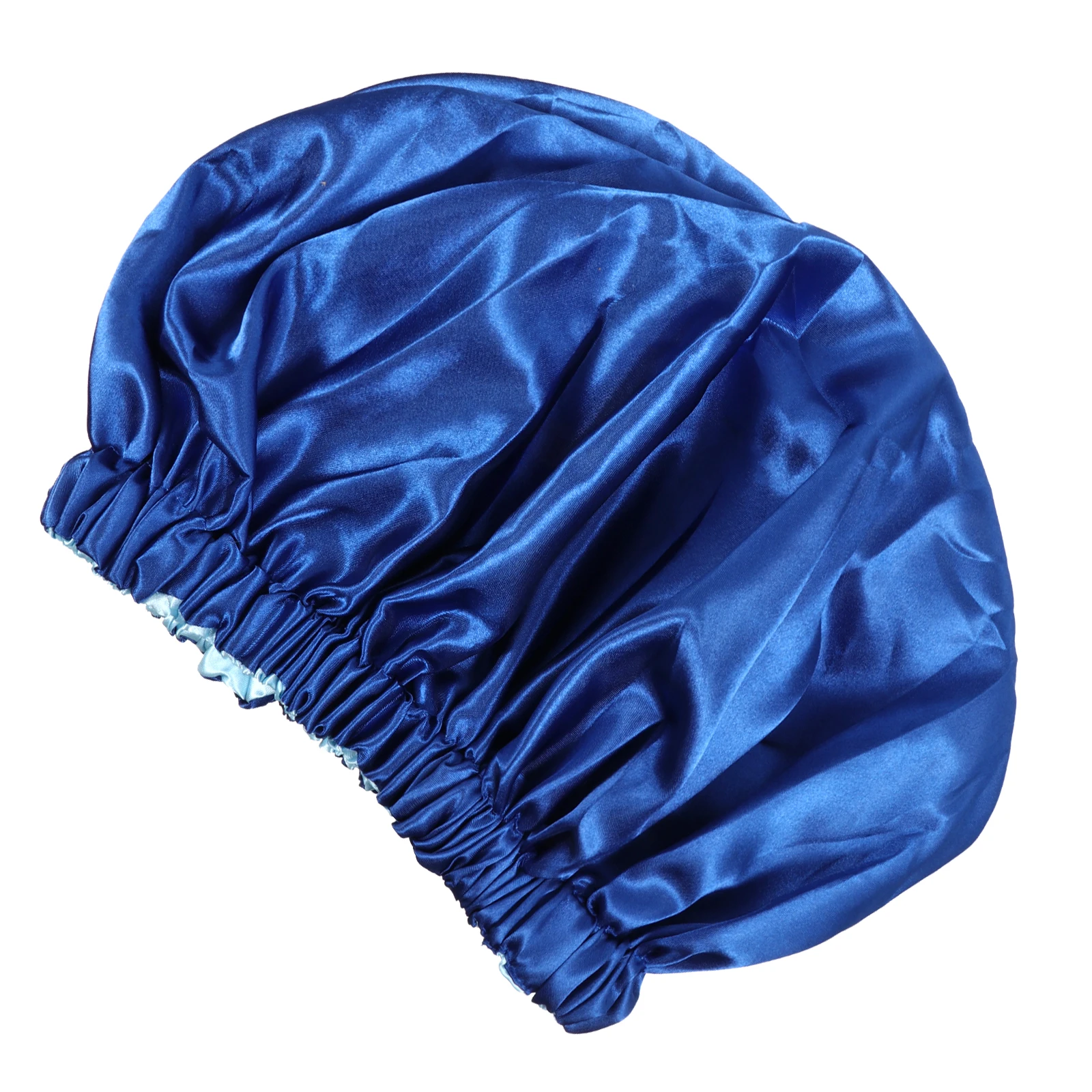 

Double Layer Satin Sleep Cap Lightweight Breathable Hair Care Wrap Hat Night Bonnet Large Size Soft Elastic Women Bath Cap