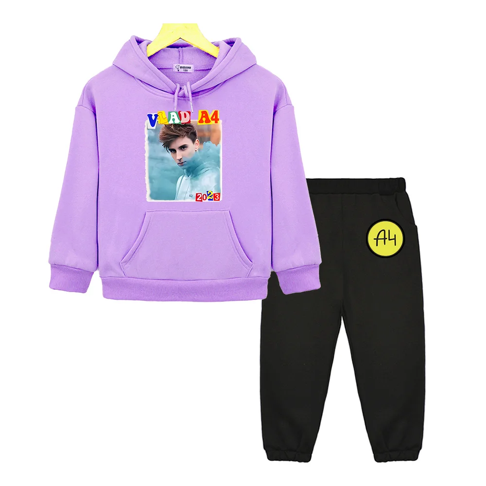 Влад A4 Бумага Merch Vlad Lamba Hoodie Sets Children Cartoon Graphic Sweatshirt Streetwear Kawaii Boys and Girls Pullover Casual