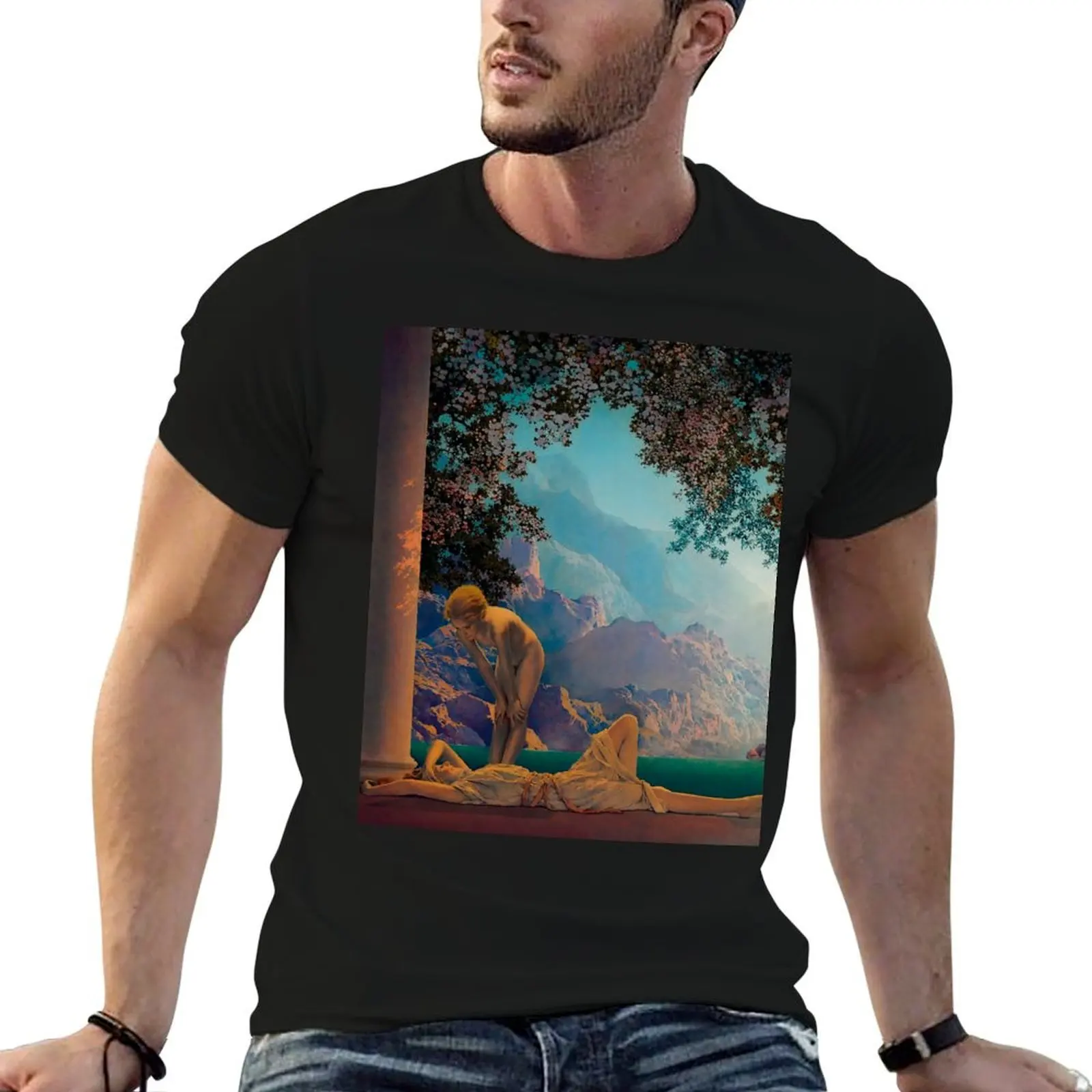 

Daybreak by Maxfield Parrish T-Shirt anime shirt Short sleeve tee Men's t shirts