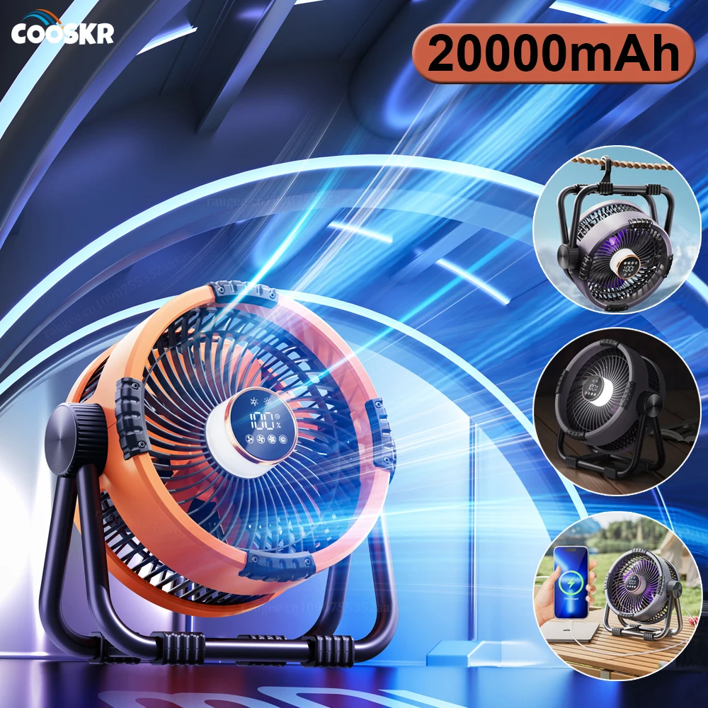

Camping Fan High Speed Ceiling Fan 20000mAh Rechargeable Wireless Mini Fan for Camping Outdoor with LED Light and Remote Control