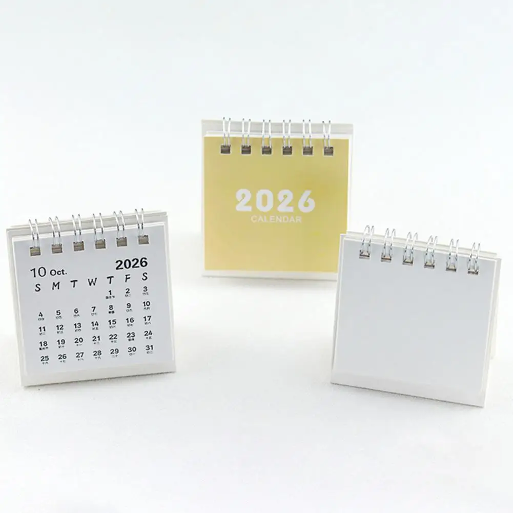 2026 Desk Calendar Practical Date Planner 2026 Mini Desktop Calendar with Cute Cartoon Design Spiral Small Planner for Office