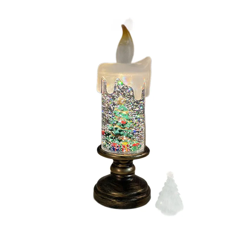 Christmas-themed crystal candle night light, snowflake atmosphere decoration, holiday gifts