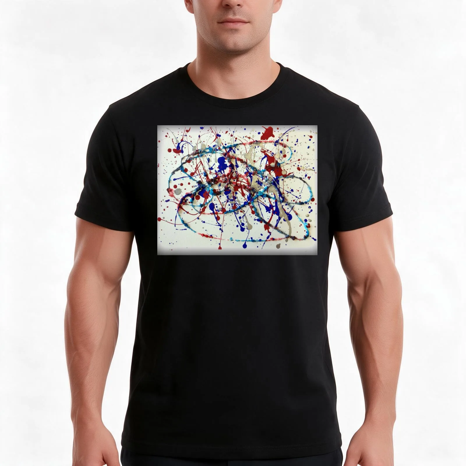 Pollock Splatter Abstract Art T-Shirt, Summer Casual Cotton Tee, Oversized Streetwear Tops, Vintage Graphic Print, 100% Cotton