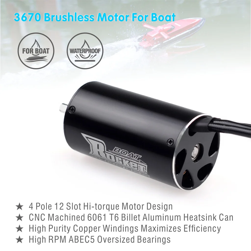 Rocket-RC 3660 3670 3250KV 2280KV 1850KV RC Boat Brushless Motor 36-S Water Cooling Jacket for Traxxas Feilun RC Boat Car Parts