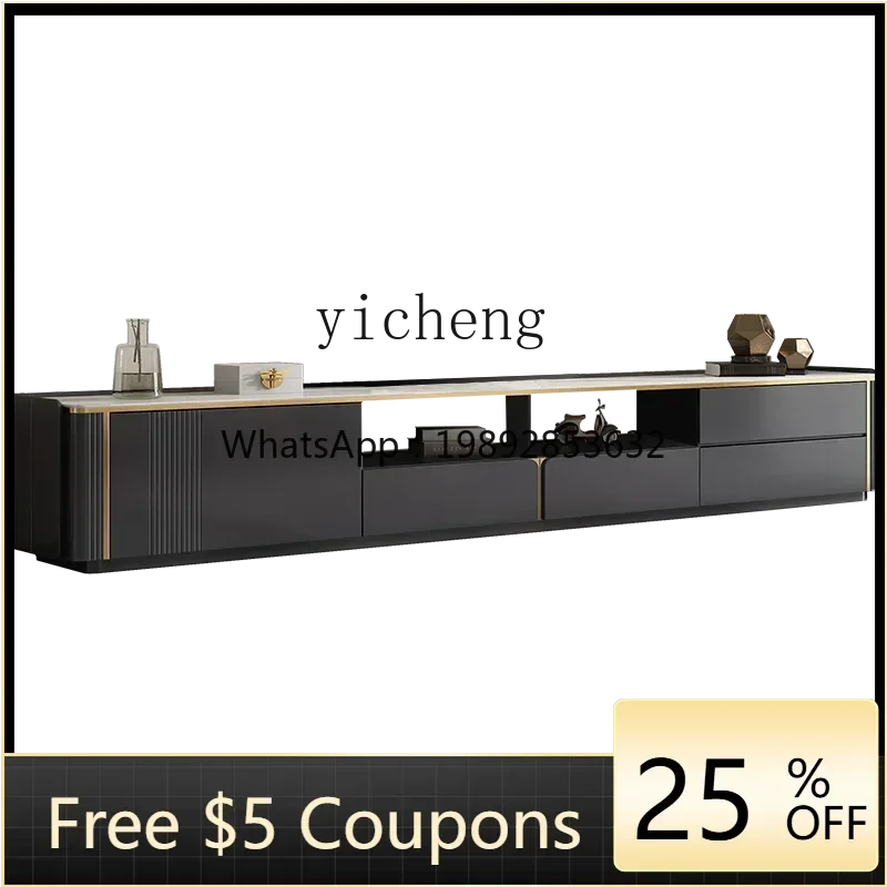 

light luxury rock panel TV cabinet modern simple living room fashionable floor TV cabinet coffee table combination