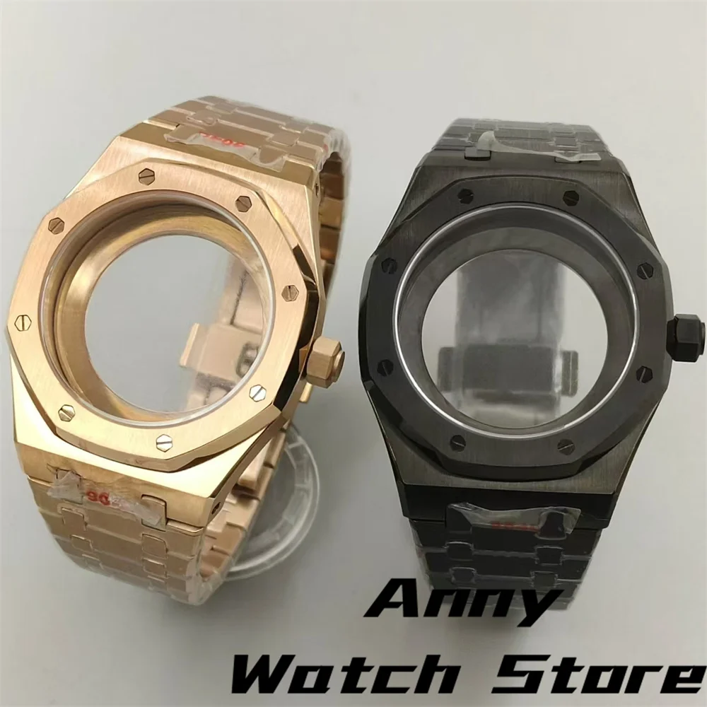 42mm Silver Black Rose Gold Case Stainless Case Bracelet Sapphire Glass Fit NH35 NH36 NH70 NH72 ETA2824 PT5000Movement