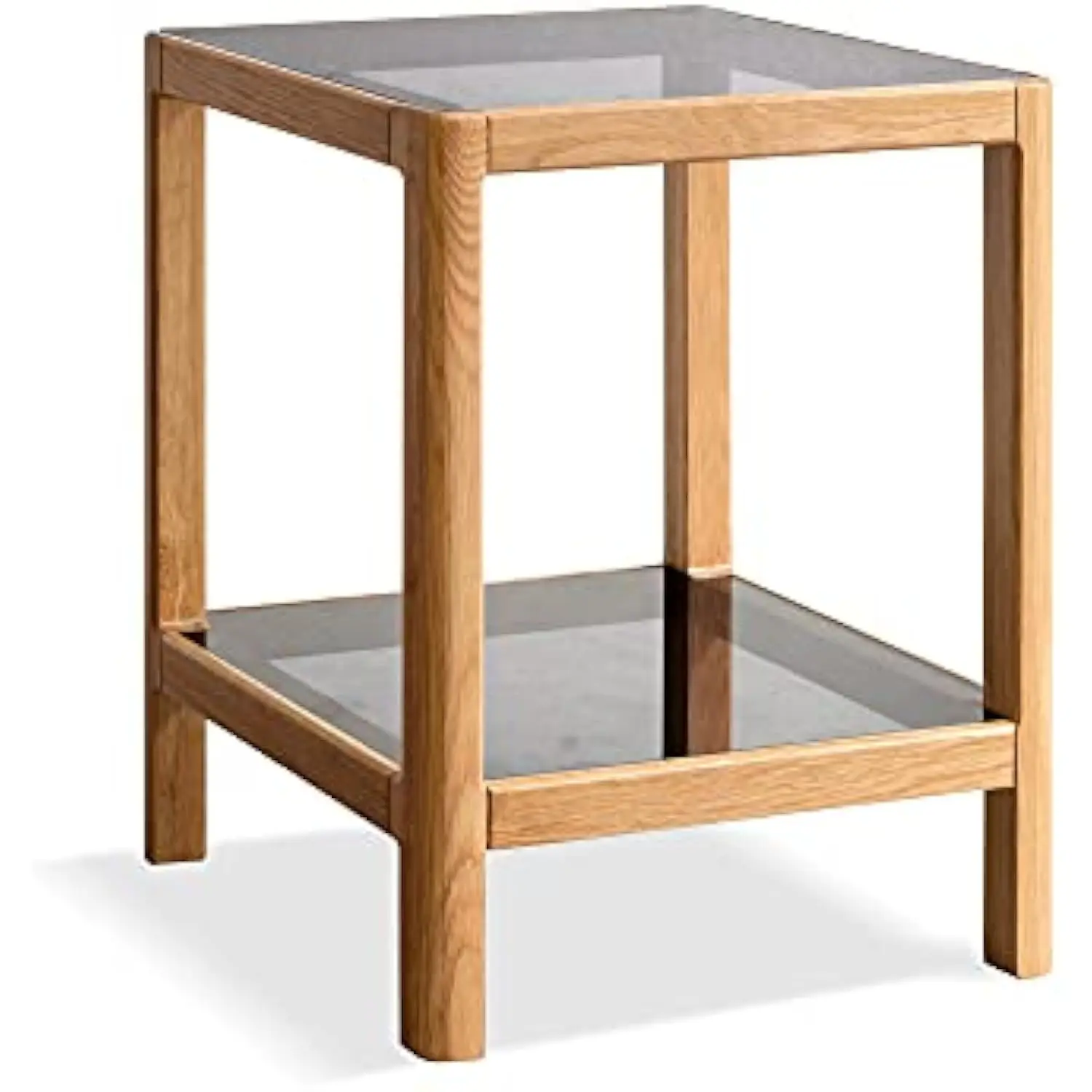 

Modern Double Layer Glass End - 19.69 Tempered Glass Side with Sturdy Base, Small Accent Table for Living Room, Bedroom, Office