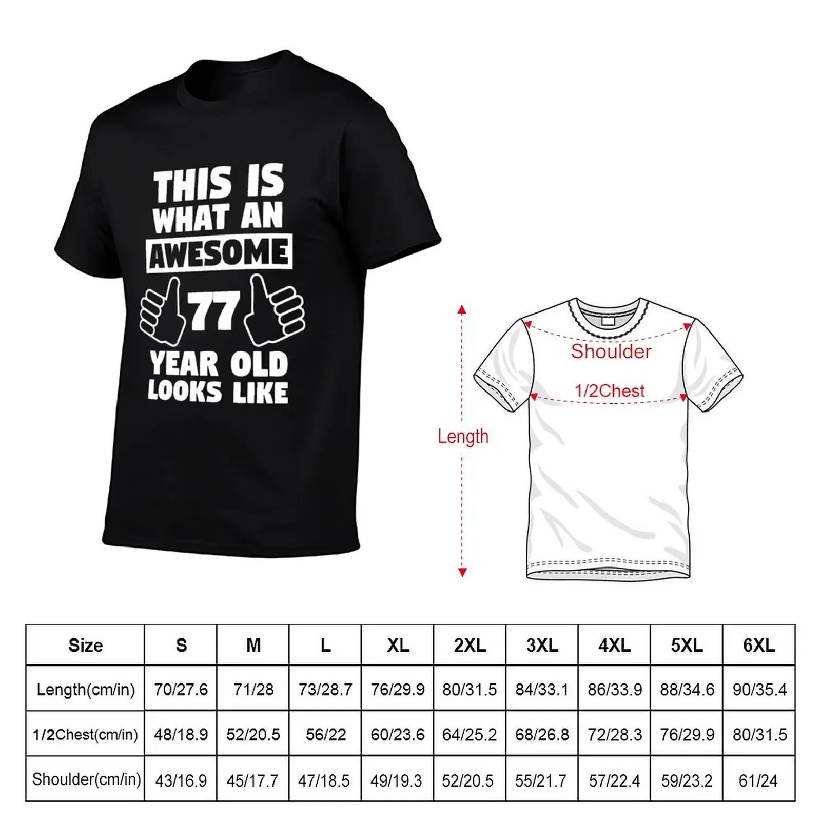 Aweseome 77 Year Old 77th Birthday Gift T-Shirt rapper graphic tees summer top vintage man clothes tee shirts for men