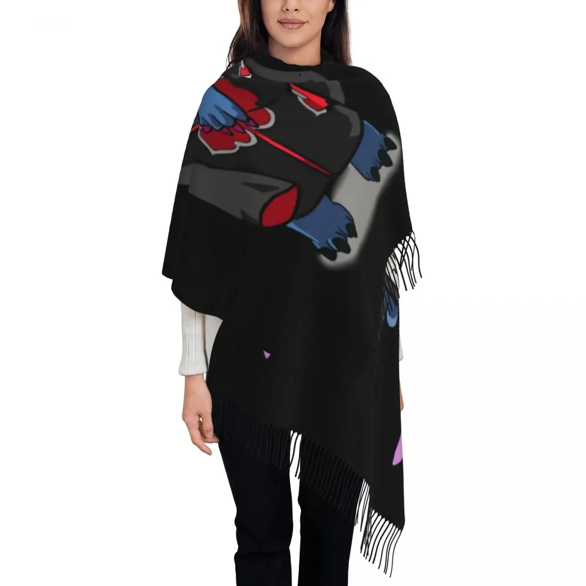 

Custom Ladies Large Stitch Sasuke Anime Scarves Women Winter Fall Soft Warm Tassel Shawl Wraps Scarf