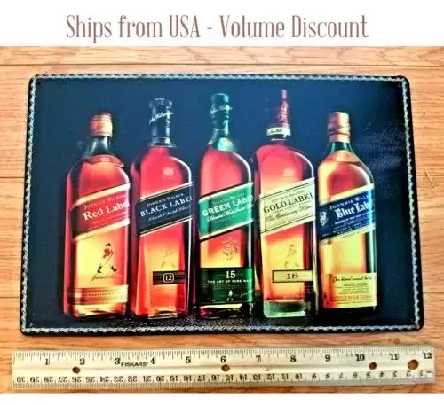 Johnnie Walker Tin Sign Whisky Whiskey Red Green Black Blue Label-Aluminum