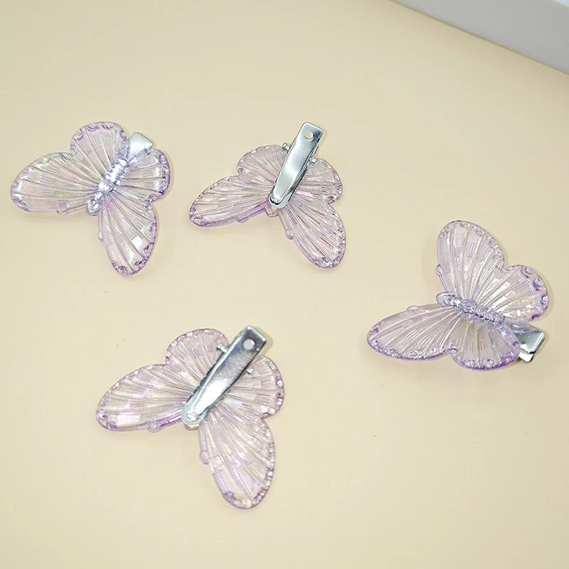 Purple Butterfly Hairpins Girl Hair Clips Barrettes Women Sweet Hair Ornament Rainbow Headwear Fashion Hair Accessories