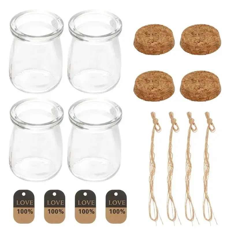 New 100ml Yogurt Pudding Jars Mini Wishing Glass Bottles Cork Crafts Tiny Empty Jar Cork Stopper Transparent Souvenir Container