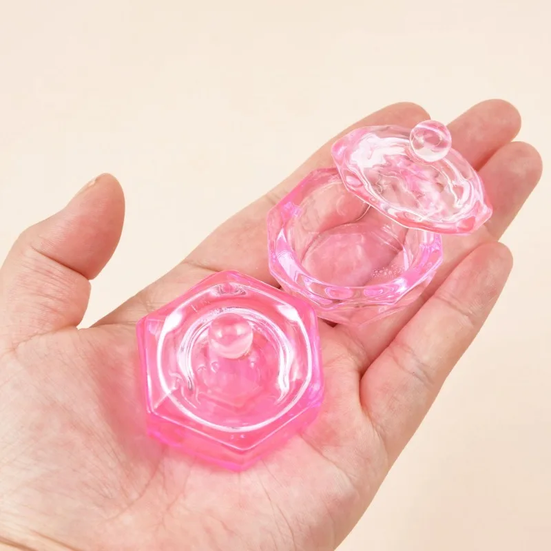 Pio à liquide acrylique cristal rose, tasse en verre avec couvercle, bol pour support de poudre acrylique, équipement, outil d'art des ongles, 1 pièce