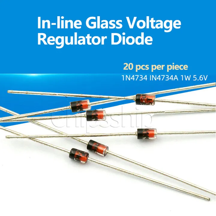 In-line Glass Voltage Regulator Diode 1N4734 IN4734A 1W 5.6V (20pcs)