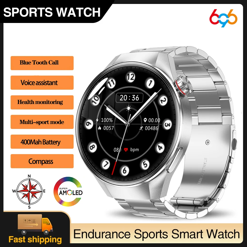 

New 1.75" AMOLED Screen Men Women Outdoor Sports Smartwatch Heart Rate 400mah Battery Compass GPS Motion Trajectory Smart Watch