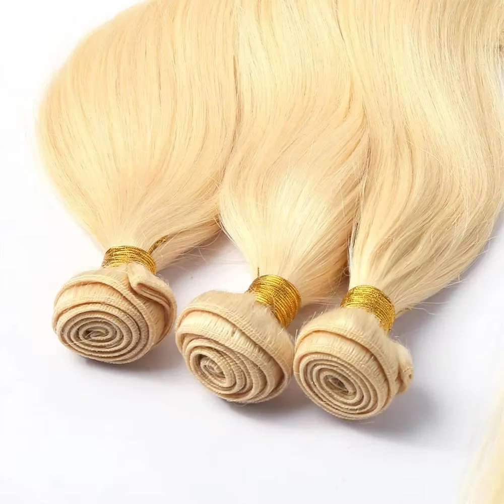 613 شقراء ملونة 36 38 40 بوصة مستقيم 1/3/4 قطعة حزم ضفيرة شعر برازيلي 100% حزم الشعر البشري تمديدات شعر ريمي