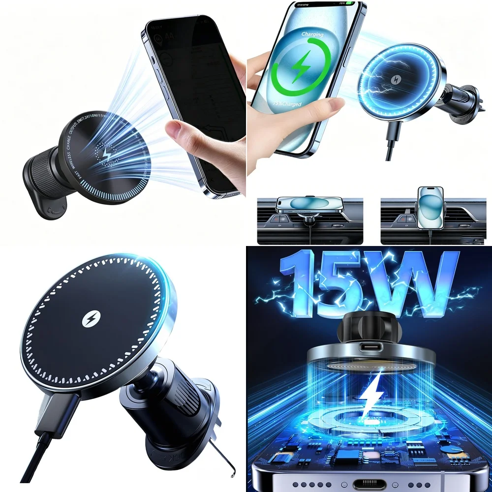 Chargers Adapters Hot Trend 2026 Magnetic Wireless Car Charger Air Vent Car Phone Holder Magnet Consumer Electronics Accessories
