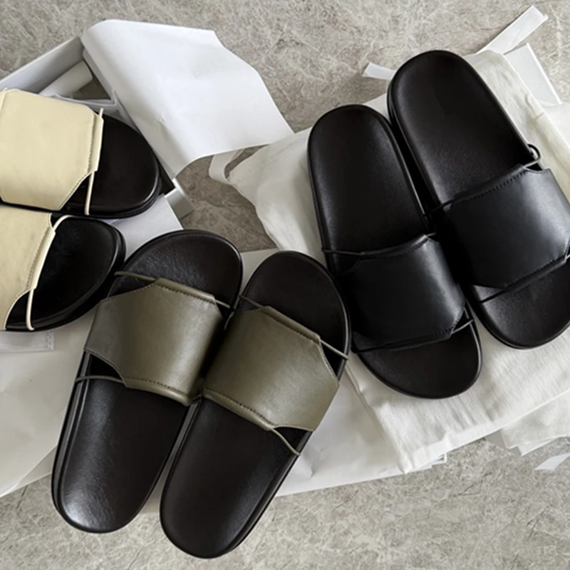 

Maxdutti Summer Fashion Laziness Minimalist Genuine Leather Sandals Mules Slippers Shoes For Woman Women's Sandals Woman Shoes