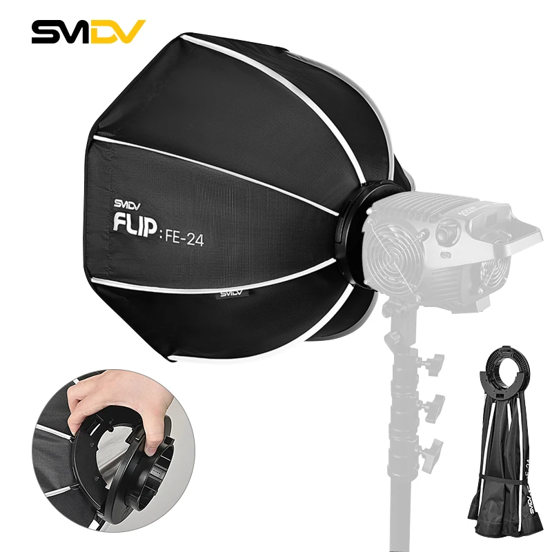 SMDV FLIP FE-24 60cm Quickly Release Parabolic Out Door Portable Softbox for ML60II ML100BI GC30 GC60 X60 X100 Forza60 LED Light