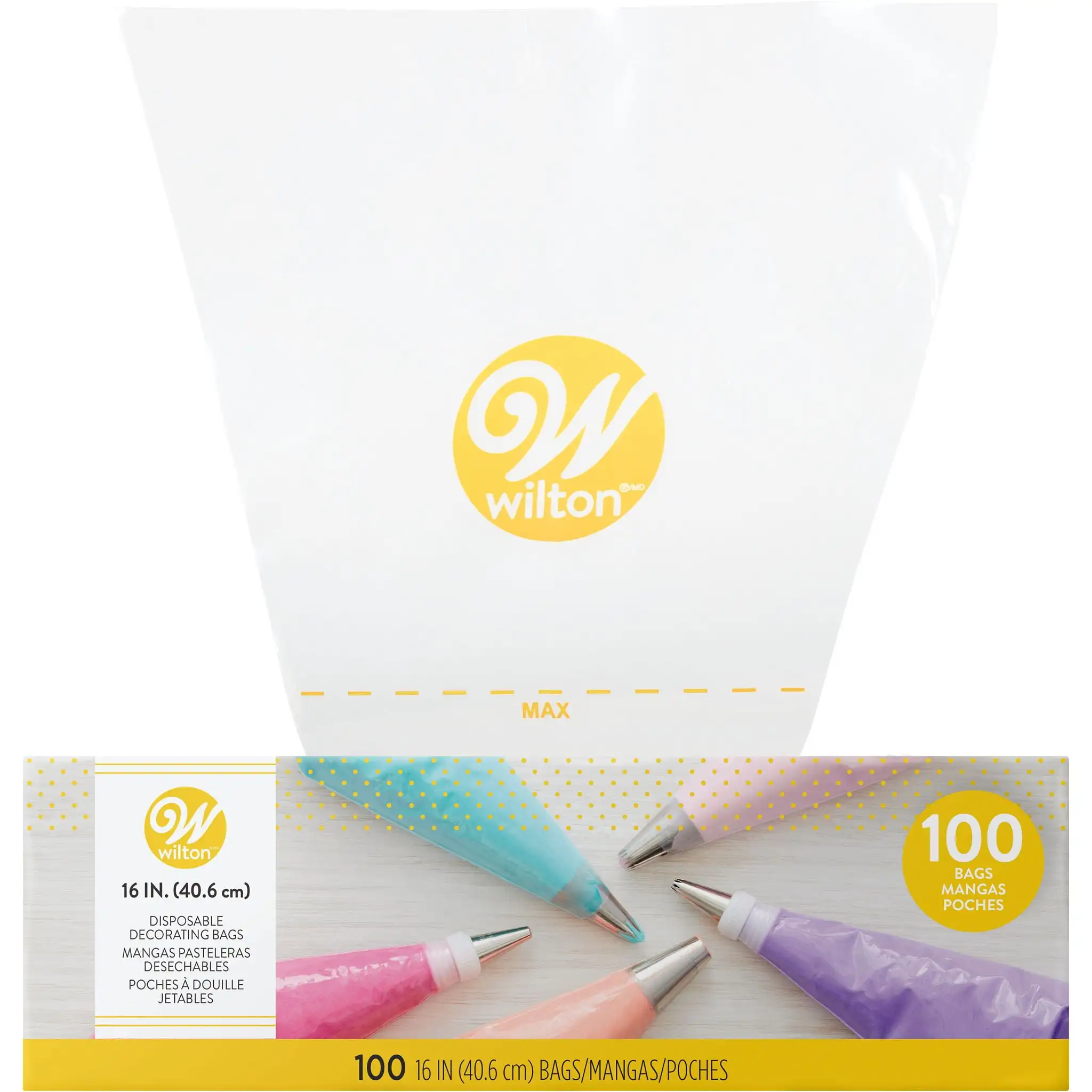 

16-inch Disposable Decorating Bags, 100-Count, Plastic, Easy-Grab