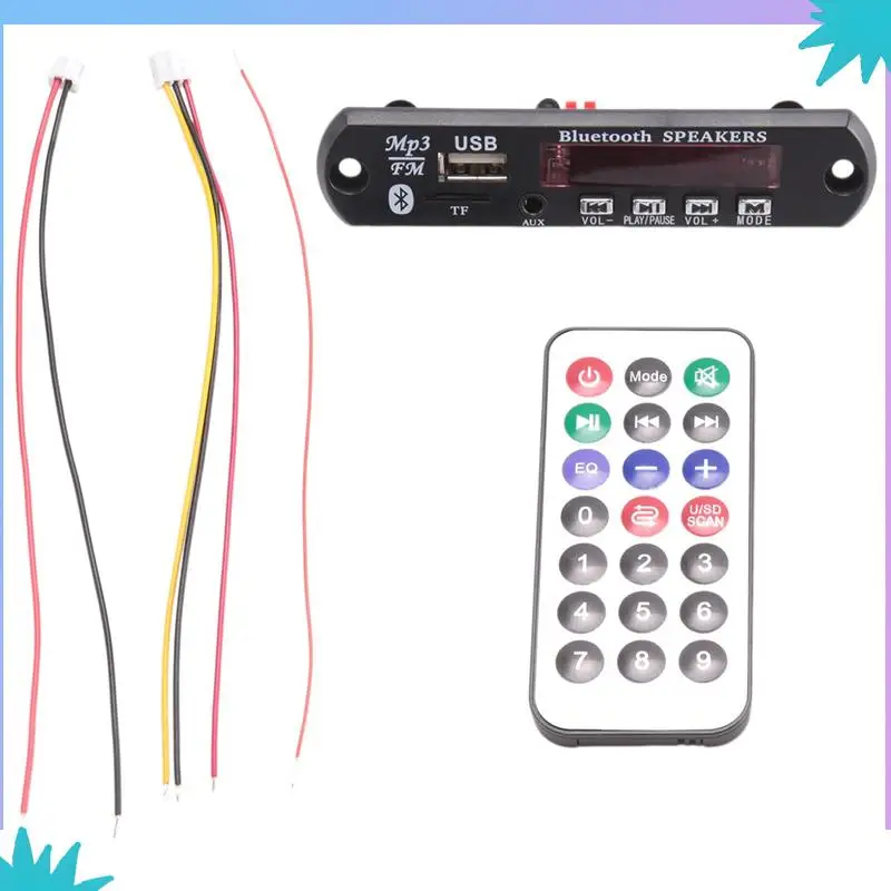 ABZW 4X Papan Dekoder MP3 Bluetooth 5.0 DC 5V 12V Modul Radio FM Mobil Mendukung TF USB AUX untuk Telepon Mobil