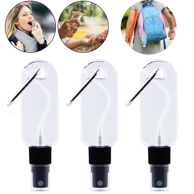 30/50ml Portable Hook Spray Reusable Inverted Spray with Hook Bottle Hand Sanitizer Bottle PETG Transparent Plastic Bottle