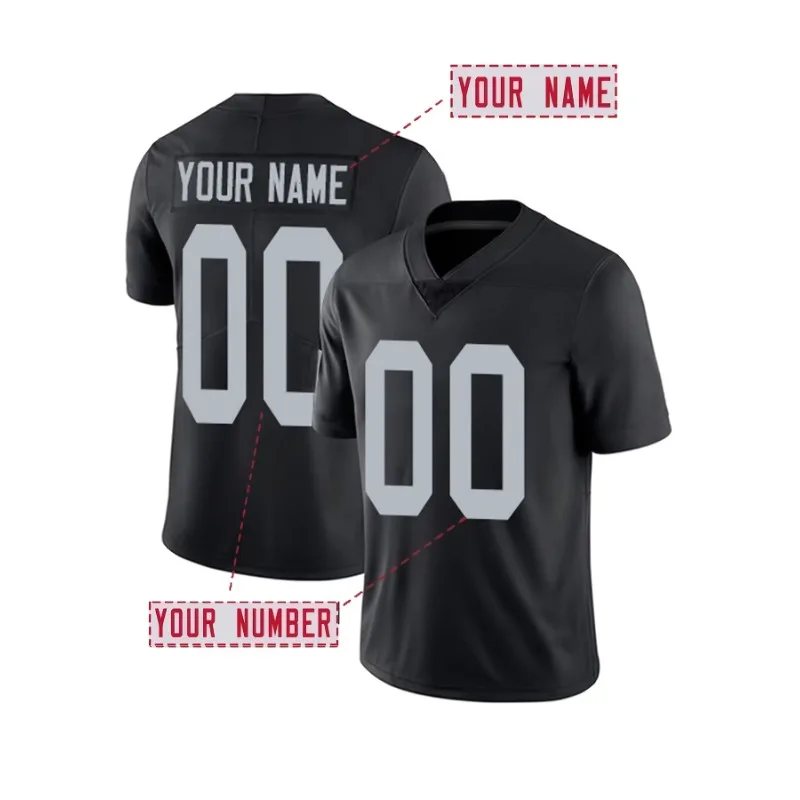 Customized Name And Number Men's Embroidered American Football Jersey Las Vegas Raiders V-Neck Personalized Short Sleeved Shirt