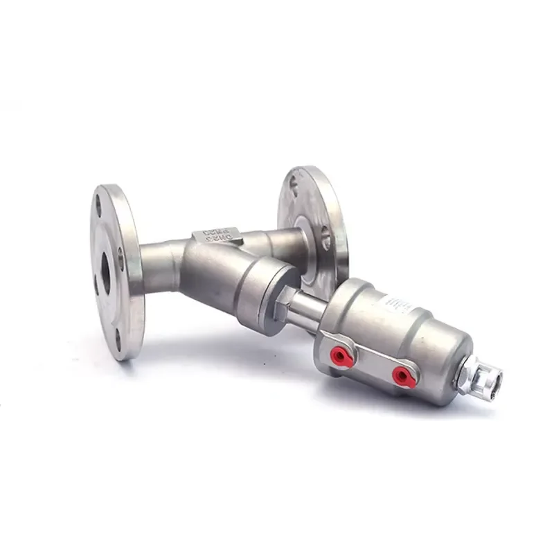 DN25 304 Stainless Steel Pneumatic Angle Seat Valve Flange Connection Industrial Fluid Control Air Operated Valve for Water