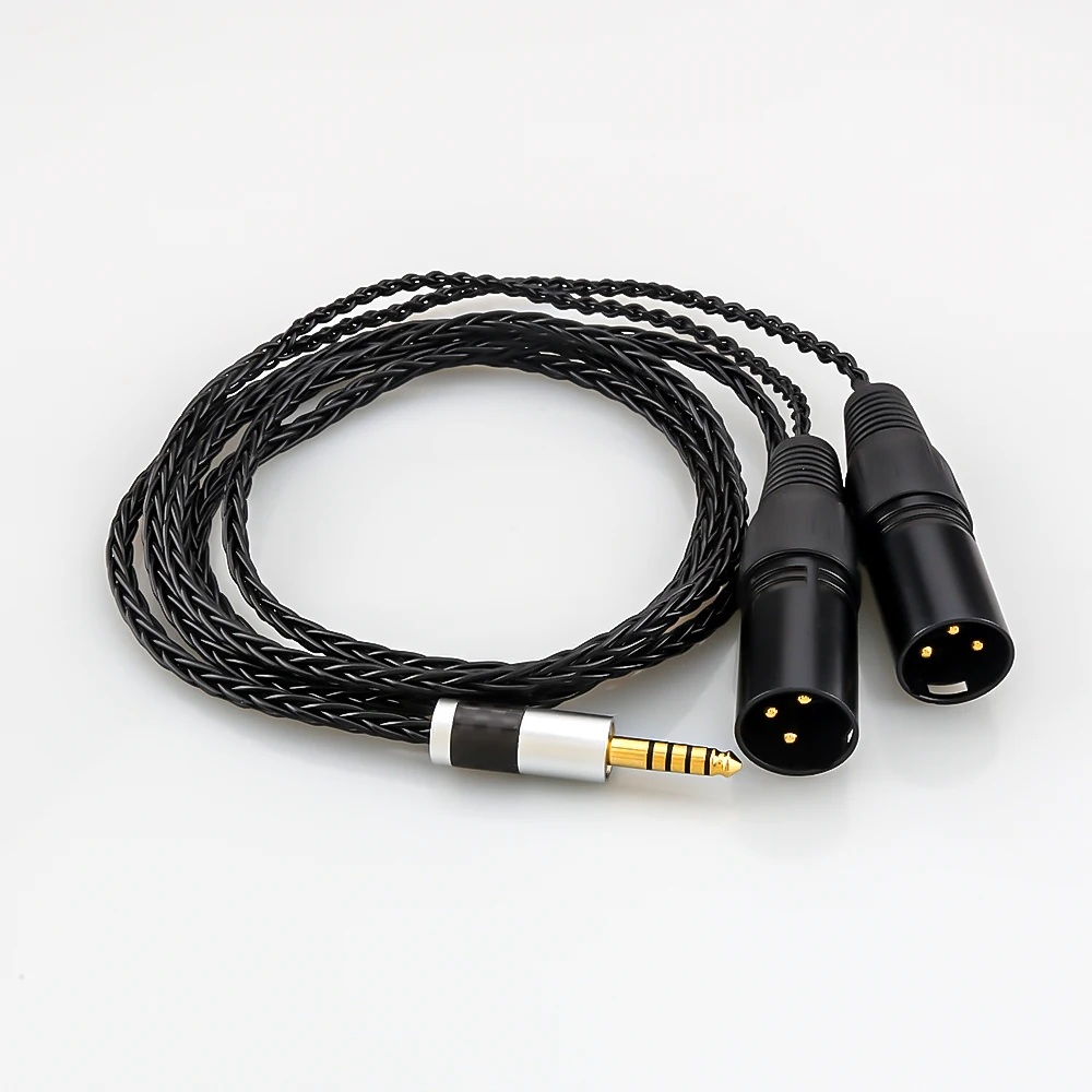 Black High Quality 8 Cores Silver Plated 4.4mm Balanced Male to Dual 2x 3pin XLR Balanced Male Audio Adapter Cable