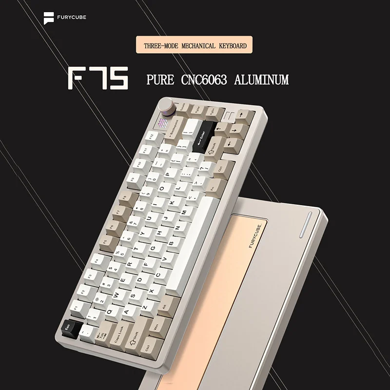 Three-mode Cnc Aluminum Tuotuo F75 Wireless Mechanical Keyboard Aluminum Alloy Case Gasket Structure Custom Product Keyboard